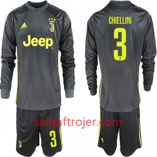 Juventus Fodboldtrøjer Giorgio Chiellini 3 Børn Udebanesæt 2018/19 Langærmet Juventus Fodboldtrøjer Giorgio Chiellini 3 Børn Udebanesæt 2018/19 Langærmet